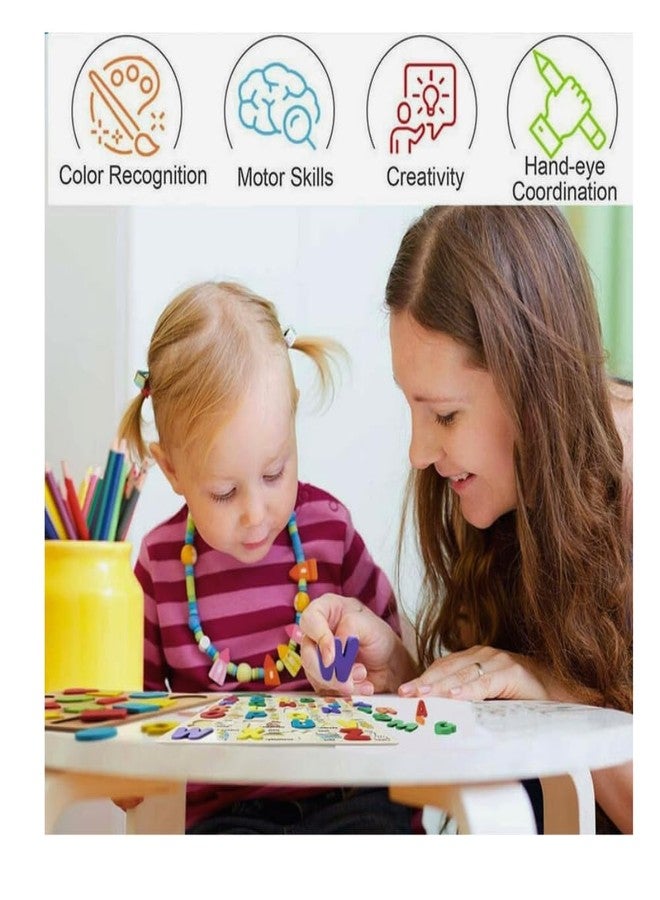 SMARTTHINKER Smart Thinker Toys Wooden English Alphabets Letters Learning Toys for Kids Boys Girls Montessori Educational Alphabet Wooden Games Vowels Puzzles Board Blocks Toy for Kids for 2 3 4 Years (ABC) - Image 2